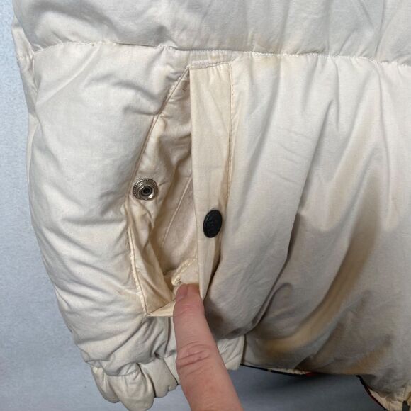 Vintage Excalibur Down Filled Reversible Bomber Jacket Ivory Plaid 80s 90s - Picture 8 of 16